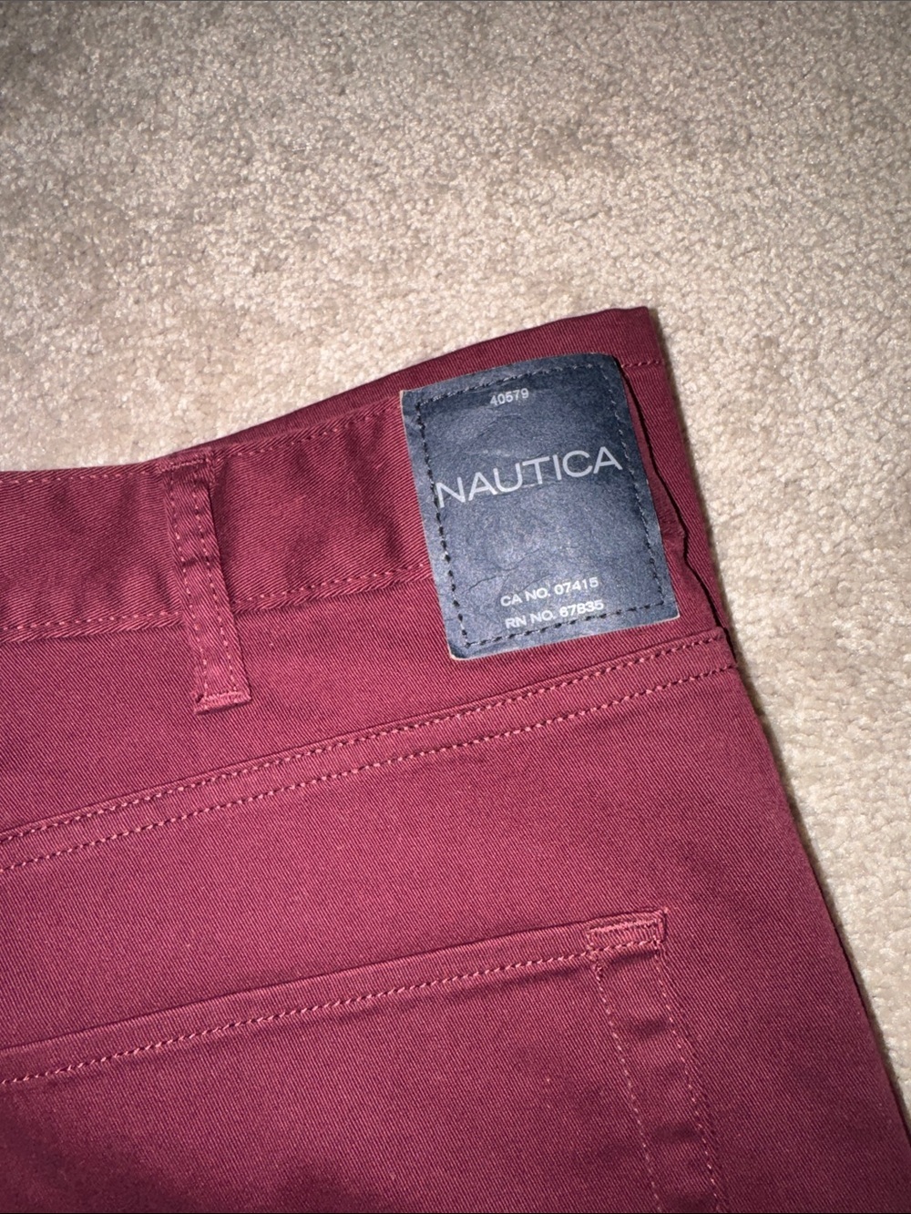 Nautica Men's Straight Fit Chinos in Burgundy - Picture 7 of 8